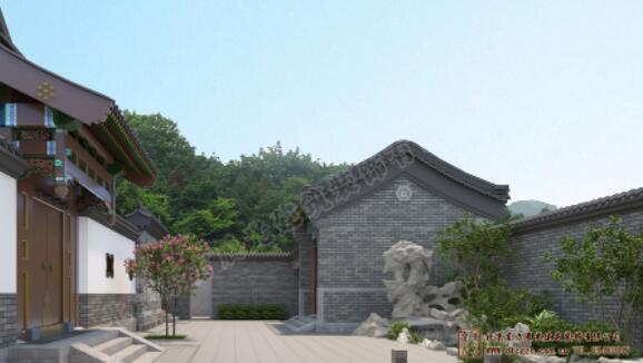 中式别墅园林景观设计案例假山、水池、石桥火狐电竞、水榭(图2)