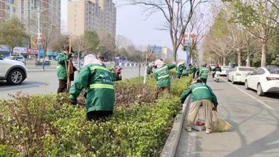 罗山县住建局园林绿化火狐电竞中心：不负一年好春光 园林绿化养护忙(图2)